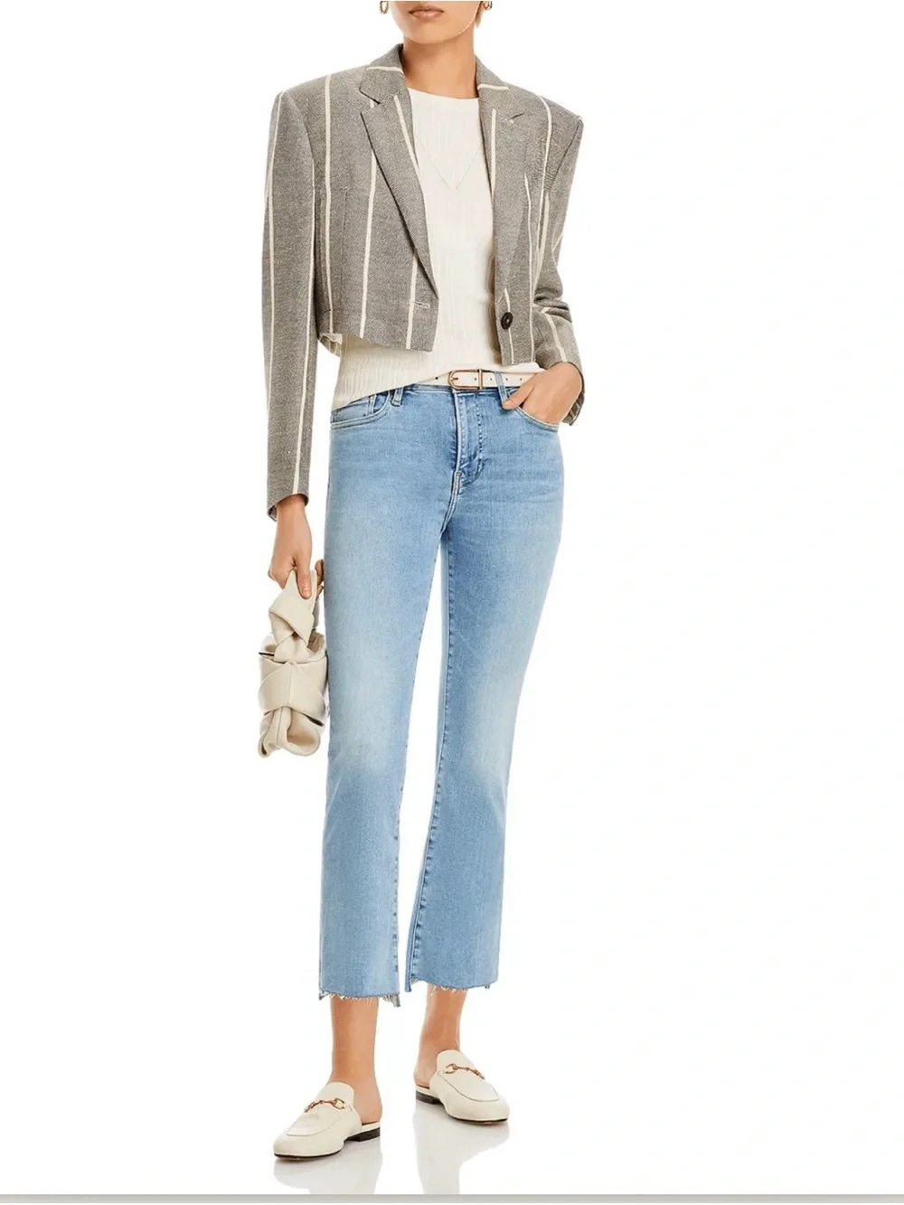 FRAME Denim Le Crop Mini Boot Raw Hem Jeans Light Blue 30 BNWOT Lux denim